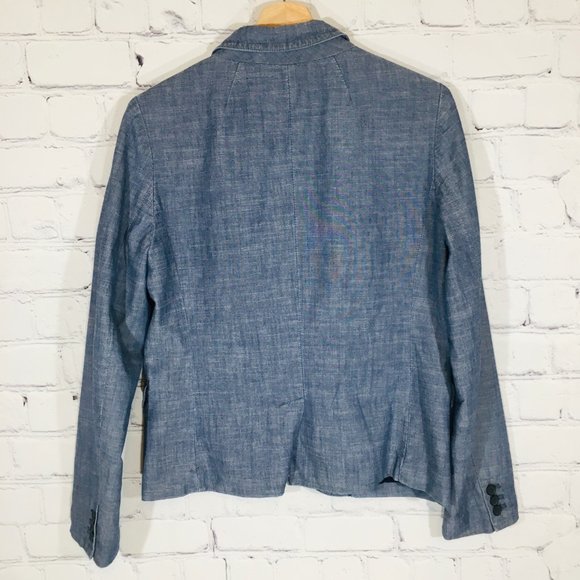 J. CREW Blue Denim Chambray Jacket Blazer 10 EUC - Picture 6 of 7
